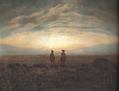 Caspar David Friedrich Two Men on the Beach in Moonlight (mk10) Norge oil painting art